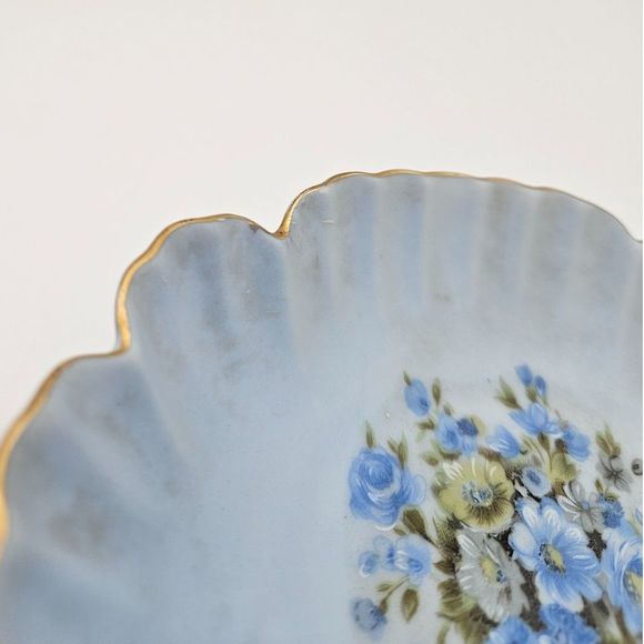 Lefton Soap Dish Hand Painted Porcelain Blue Floral Trinket Tray Plate Vintage - Picture 10 of 11